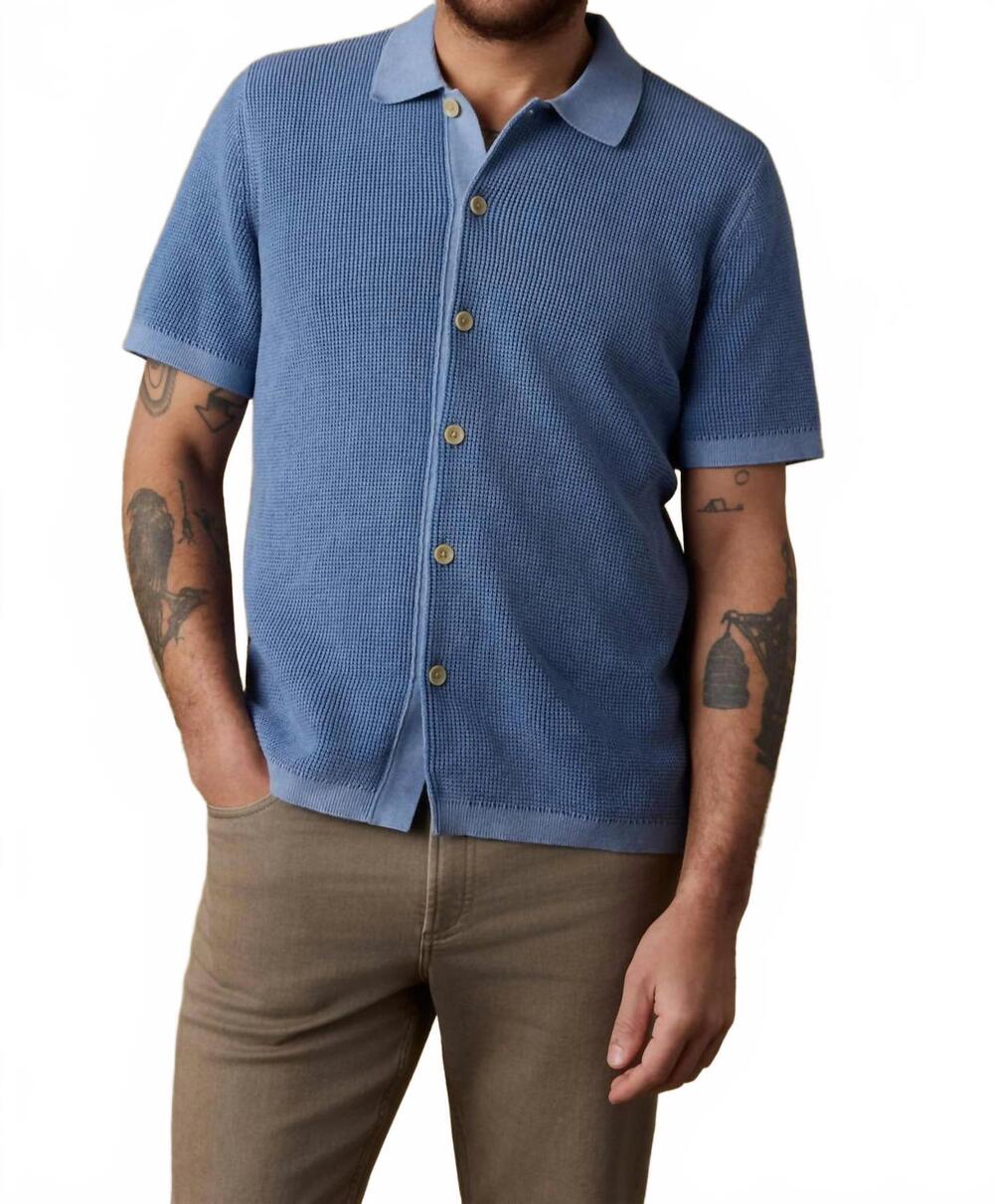 NEW FAHERTY sunwashed sweater shirt in blue sea